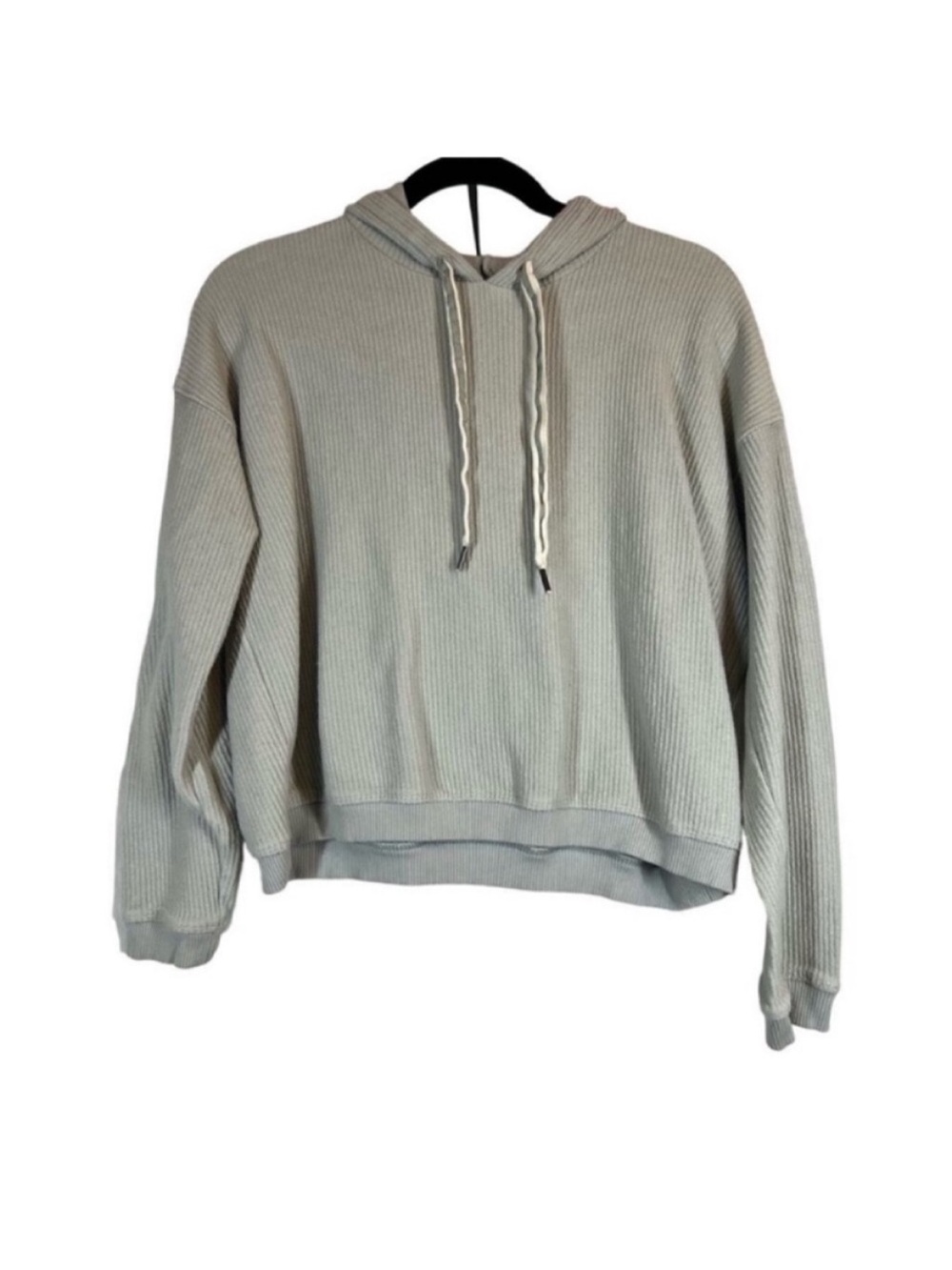 Aerie 100% cotton Textured Ribbed hooded Pullover Sweater Semi Crop